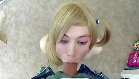 Blond Shemale Face Fucked By A Massive Cock - Pov